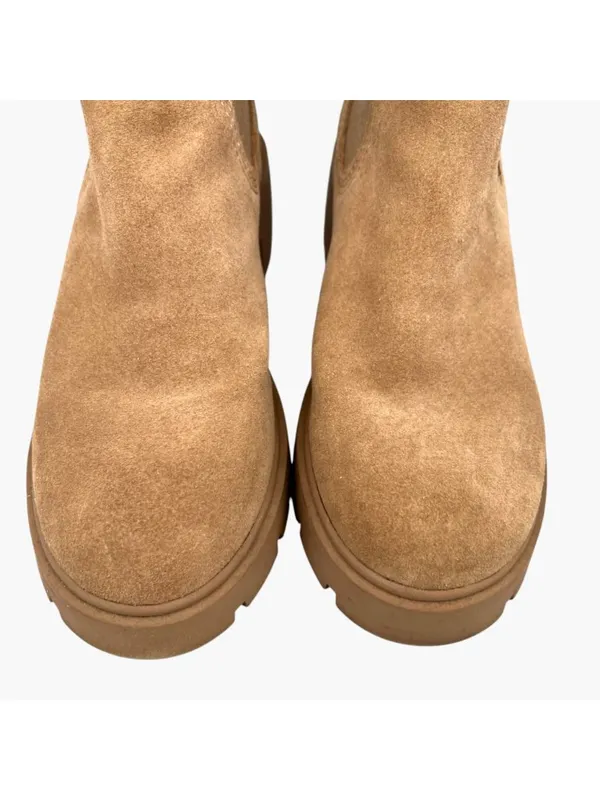 Steve Madden Haylan Suede Chelsea Boots Chunky Lug Sole Beige Tan Size 8 - Image 4