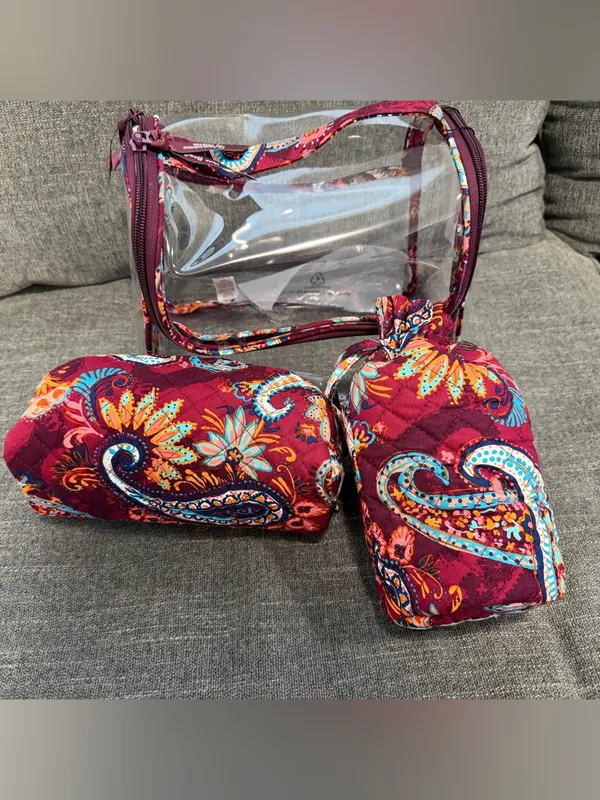 Vera Bradley Plum Floral Clear Travel Cosmetic Bag Set - Image 4