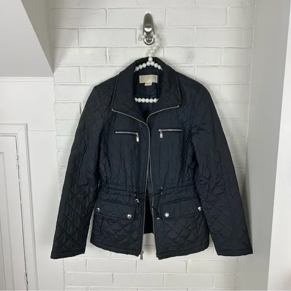 Michael Michael Kors Black Quilted Zip Front Puffer Jacket Size S - Image 8