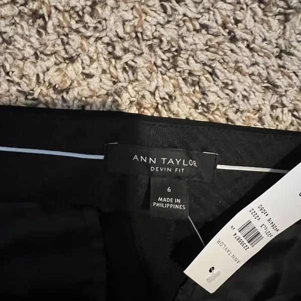 Ann Taylor Devin Fit Black Straight Leg Dress Pants‎ Side Zip Size 6 NEW - Image 2