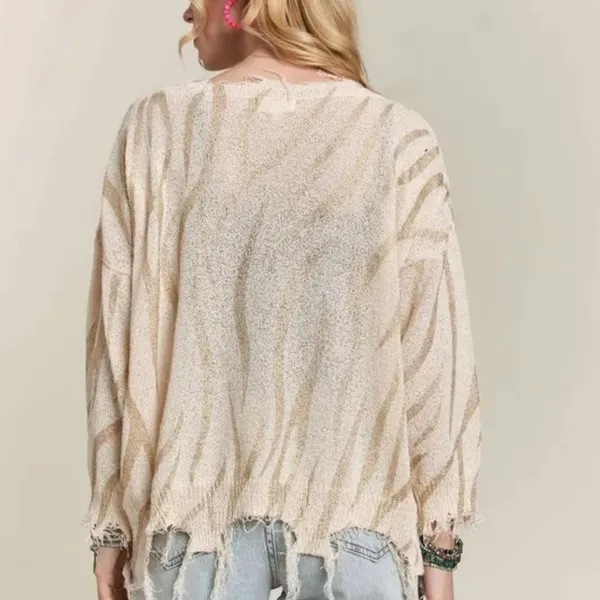 ✨NWT ADORA Frayed Zebra Knit‎ Top Size L - Image 3