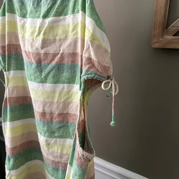 Aerie Linen Blend Multicolor Striped Side Cut Out Mini Dress XL - Image 4