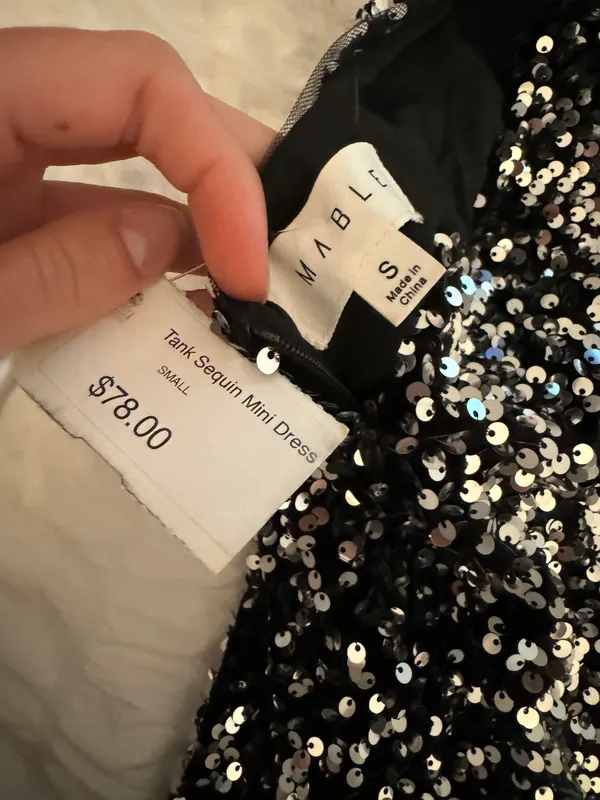 Mable Sequin Mini Dress Black - Image 3