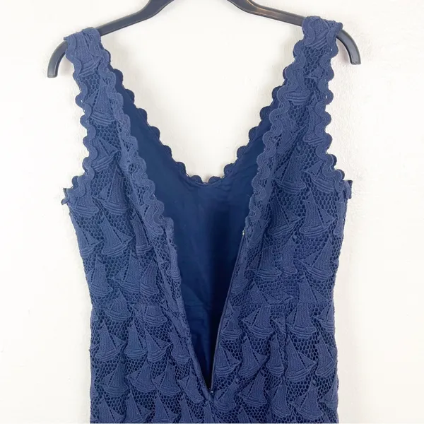 LILLY PULITZER Reeve Sailboat Navy Crochet V-Neck Sleeveless Dress 4 Nautical - Image 8