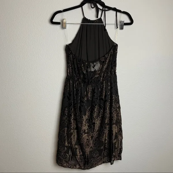 Sadie X Sage Black Gold Velvet Floral Halter Neck Dress‎ Small NWT - Image 10