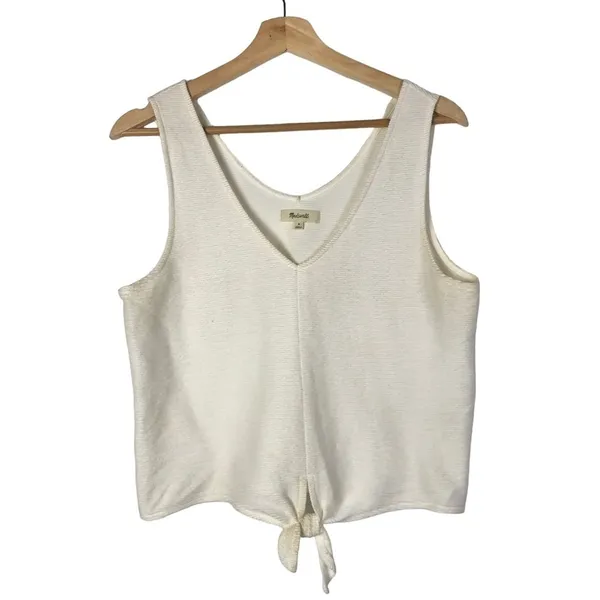 Madewell Texture & Thread White Tie‎ Front Tank Top M - Image 2