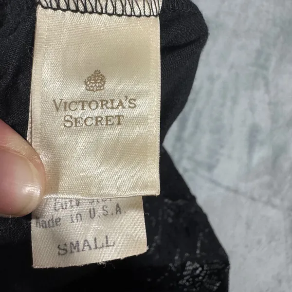 Vintage 80s Victoria's Secret Black Lace V Neck Sheer Bodice Dress Small - Image 6