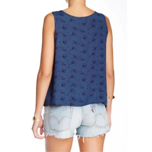 Free People Look Through Keyhole‎ Crinkle Tank in Indigo sz small - Image 2