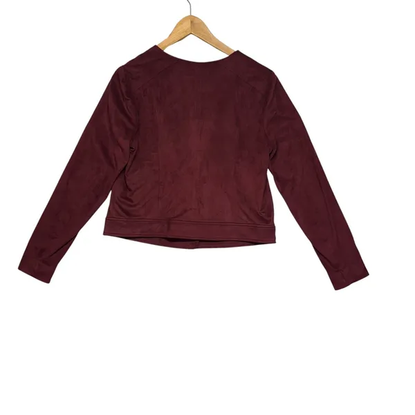 Thalia‎ Sodi Faux Suede Moto Jacket Burgundy Womens M Asymmetrical Zip - Image 6