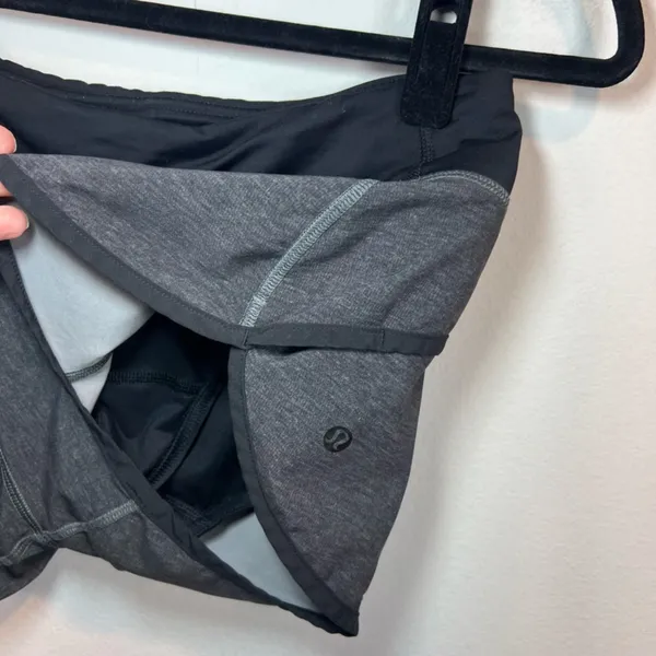 Lululemon 3" Speed Up Shorts Heathered Black / Black / Lakeside Blue Pocket Sz 4 - Image 5