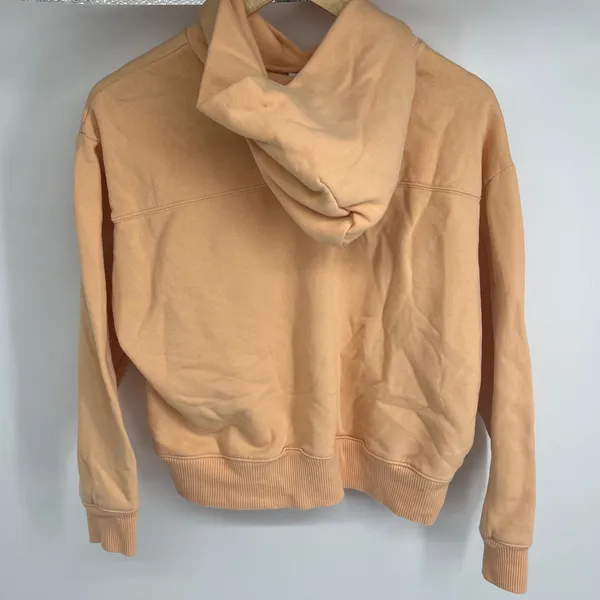 A New Day Peach Orange Cotton Blend Fleece Pullover Cropped‎ Hoodie Women's M - Image 2