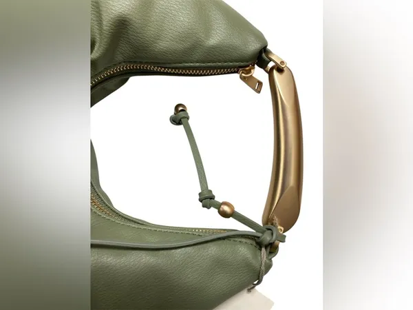 A New Day Green Hobo Shoulder Bag Gold Handle Slouchy Faux Leather Minimalist - Image 3