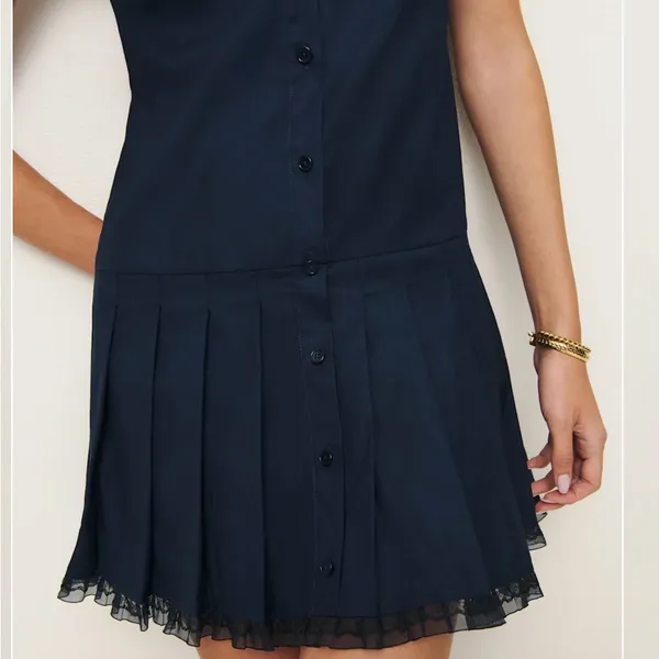 Reformation Navy Shirt Dress Mini - Image 2