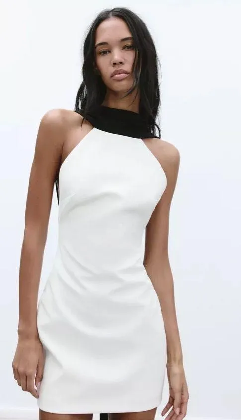 Zara mini bodycon Elegant Black and White Dress wedding holiday evening - Image 13