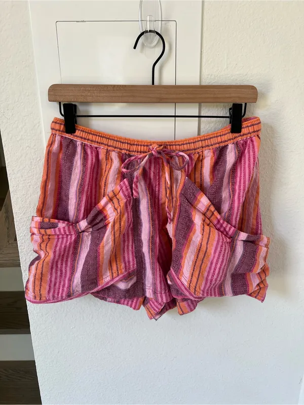 Free People Good Fortune Stripe Shorts in Berry Combo Pink NWT - Image 2
