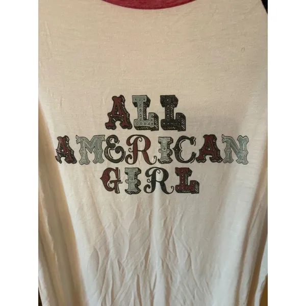 Judith March All American Girl Star Raglan Baseball Tee Red White Blue L CTA013 - Image 3