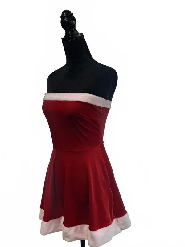 Christmas Red velour Santa dress Tube Mini Dress - Sexy Aesthetic - Size S - Image 3
