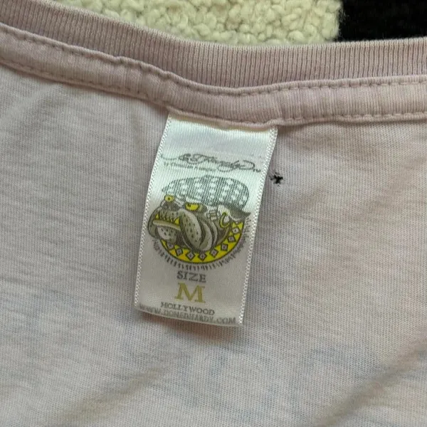 Y2K Ed Hardy Light Purple Cross Graphic Tee M - Image 7
