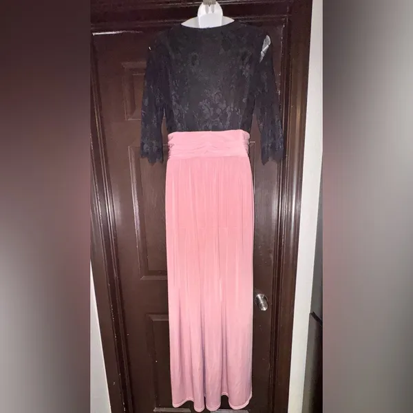 Whimsigoth Black Lace Top Rose Skirt Evening Prom Dress X-Large 3/4 sleeve - Image 2