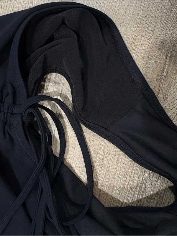 Popilush Plunge High Cut Adjustable Side Ties One-Piece Swimsuit Size L - Image 10