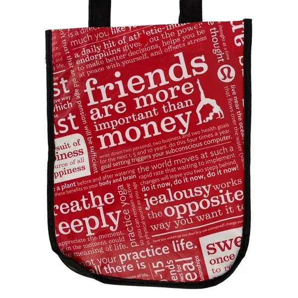 Lululemon Friends are More Important Than Money Shopping Tote Bag Red Black - Image 3