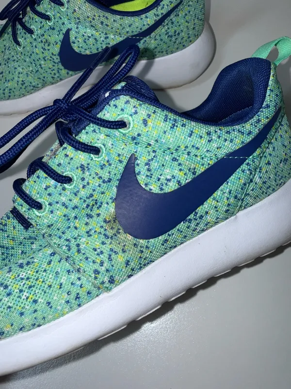 Nike Roshe Run ID Custom Sneakers Specked Seafoam Green Navy Athletic - Image 5