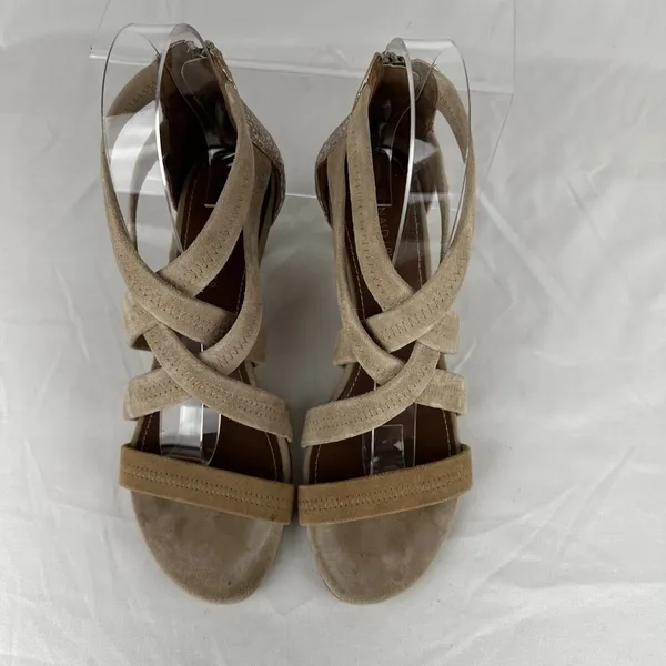 Donald J Pliner Womens Cross‎ Strap Sandals Heels Size 8 Beige Nude Leather Open - Image 4