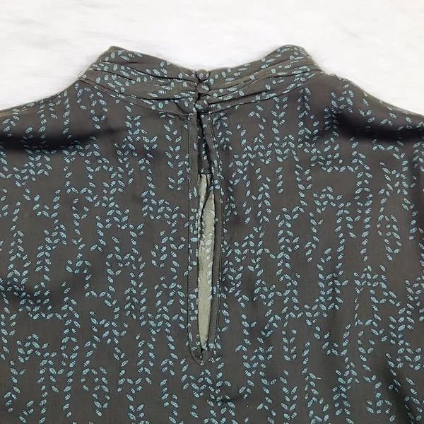 Prologue -605 mock neck 3/4‎ balloon sleeves blouse black and teal Large - Image 11