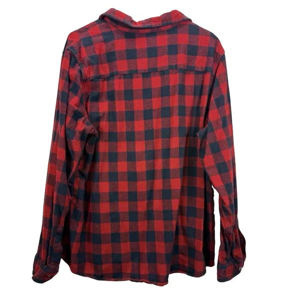 LL Bean Red Buffalo Check Plaid Cotton Flannel Shirt Relaxed Fit Pocket Size XL - Image 5
