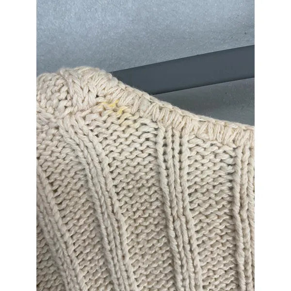 Expressions Womens Cardigan Vintage 90s Cable Knit Button Front Cream Medium - Image 4