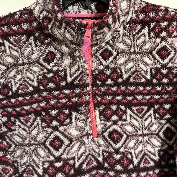 Prince And Fox Sherpa Fleece Pullover Extra Size‎ XL Snowflake Half Zip Pink - Image 3