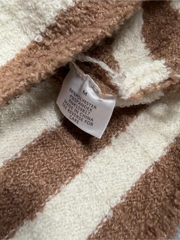 Altar'd State Cozy Striped V-Neck Cropped Sweater - Cream & Brown medium - Image 7