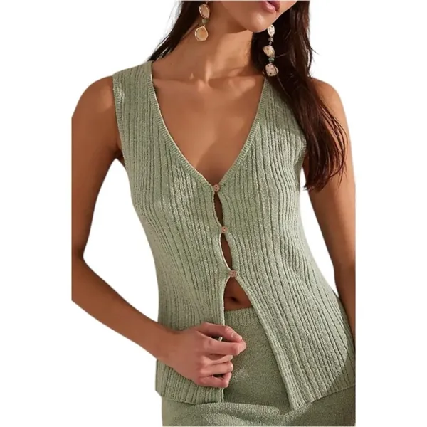 FREE PEOPLE Beach Rhea Sweater Set - Summer Sage Green Mini Skirt‎ M Sold Out - Image 4