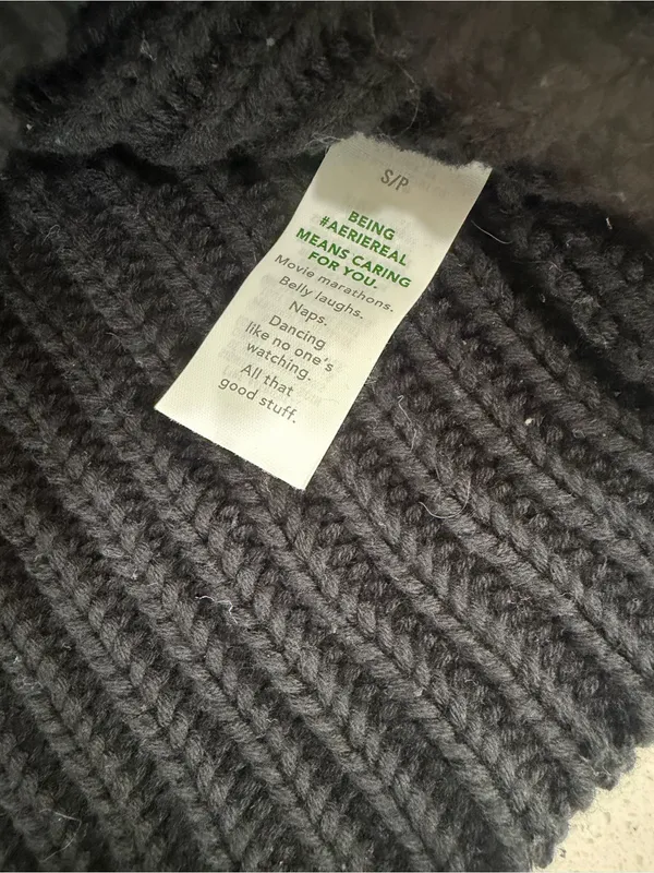 aerie Black Chunky Cropped Half-Zip Turtleneck Sweater - Image 7