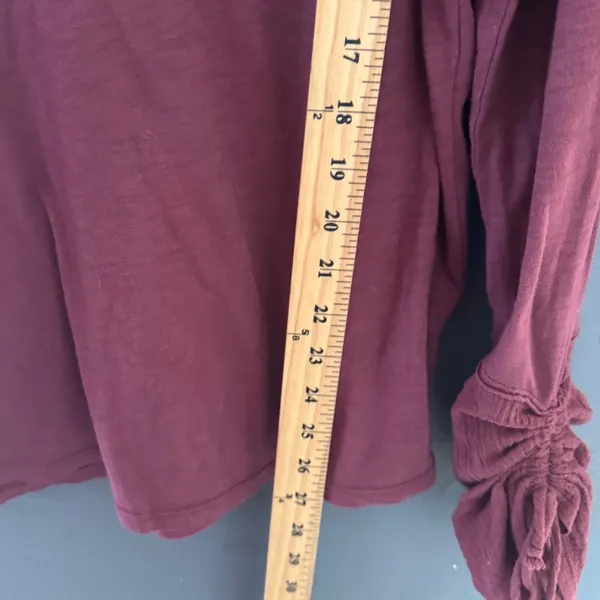 BKE Womens XL Burgundy‎ Slub Knit Grunge Fall Top Tie Cuff Long Sleeve Relaxed - Image 8