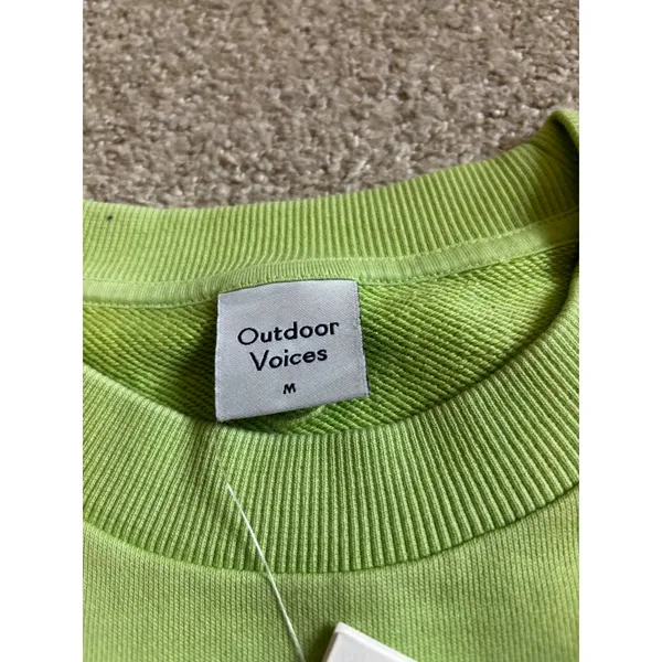NWT Outdoor Voices Sweatshirt M Jade Green Cotton Terry Crewneck Athleisure - Image 4