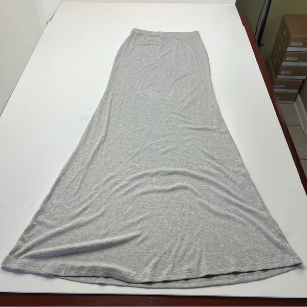 Riot Swim Lounge Ribbed Maxi Skirt Womens Size‎ Large Grey Gray Stretch Long - Image 9