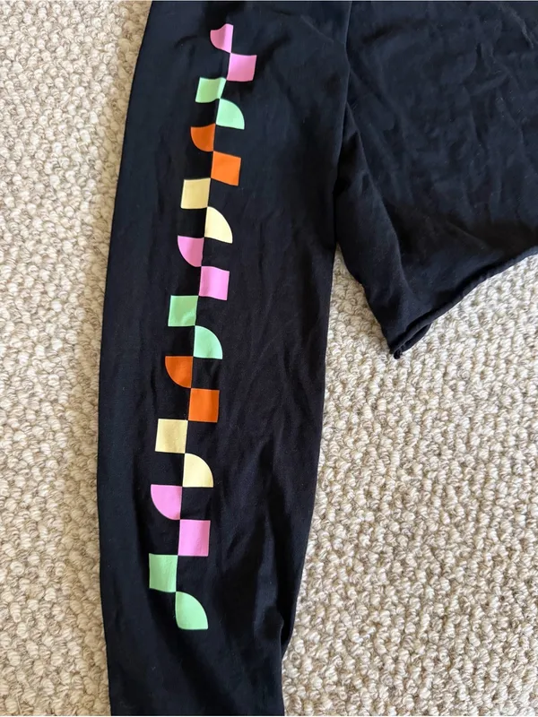 Vans Off The Wall Crop Top Long Sleeve Shirt Black Small Multi-Color Check NEW - Image 8