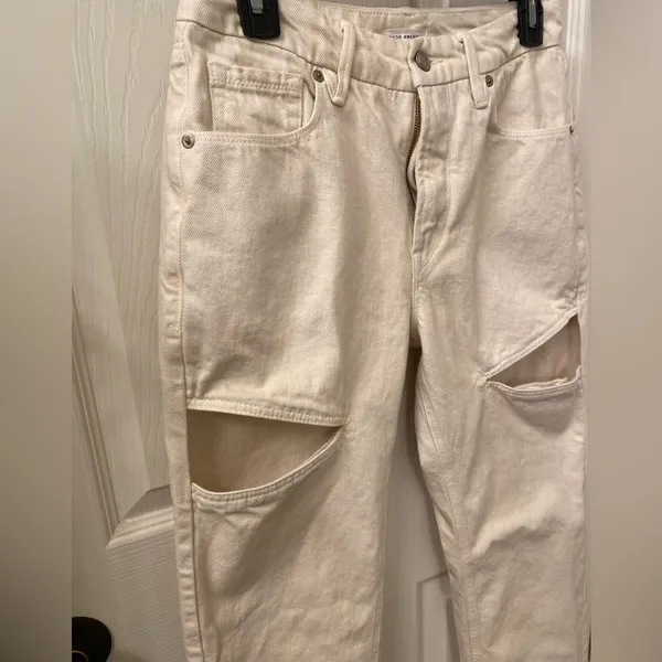 Good American Cream Cut-Out Jeans size 4 - Image 2