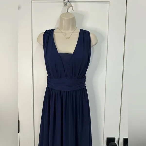 Lulus Heavenly Hues Maxi Dress Gown Small Modest Navy Blue Prom Formal Wedding - Image 6