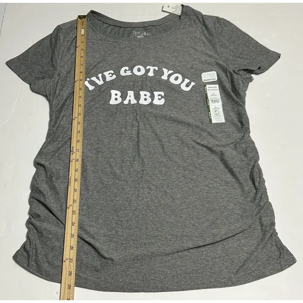 NWT Time and Tru Women's XL Gray "I've Got You Babe" Maternity Graphic Tee Shirt - Image 4