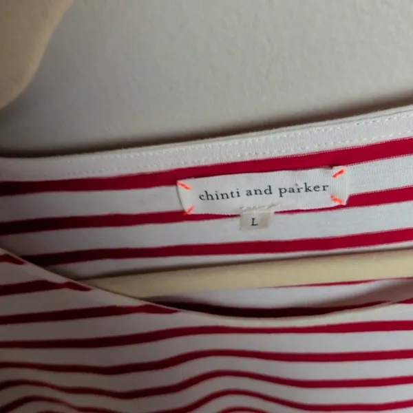 CHINTI AND PARKER Red White Stripe Long Sleeve Tunic Anchor Print Women's Large - Image 3