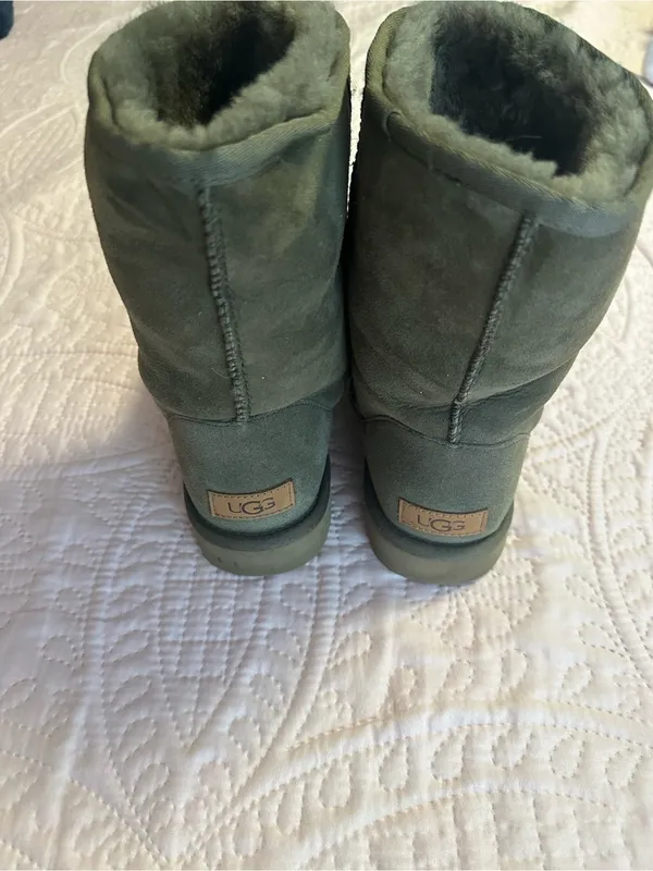 UGG Olive Suede Short Shearling Boots - Image 4