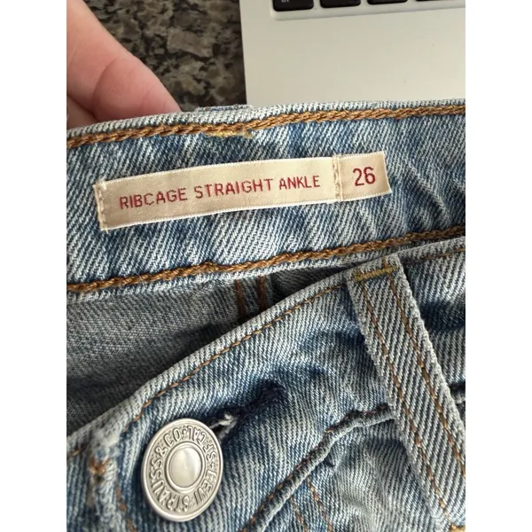 Levis Ribcage Straight Ankle Jeans Blue High Rise Button Fly Womens W26 L29 - Image 3