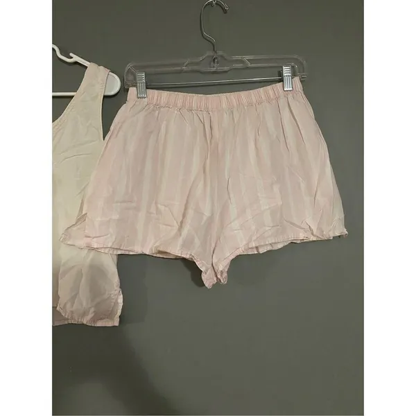 Victoria’s Secret Vintage Gold Label Pink White Stripe Pajama Set Medium - Image 9
