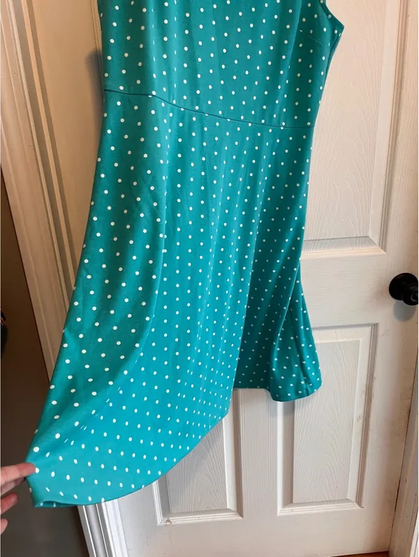 NWT Talbots Teal Polka Dot Sleeveless A-Line Dress Size Large - Image 5