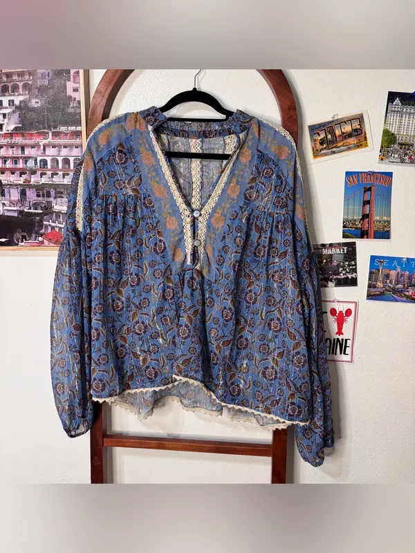 Free People Desert Dusk Tunic Blouse Top Flowy Boho - Image 2