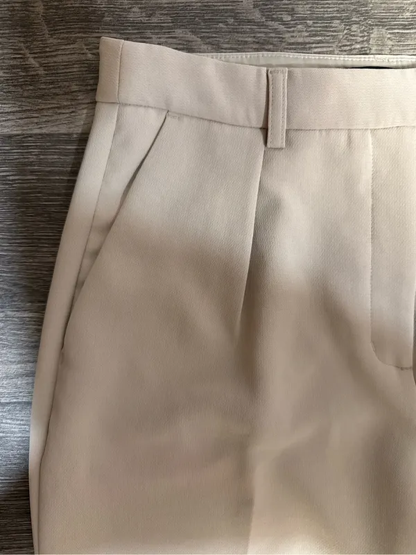 Express Super High Rise Trouser Pants Beige Ivory Size 6R - Image 6