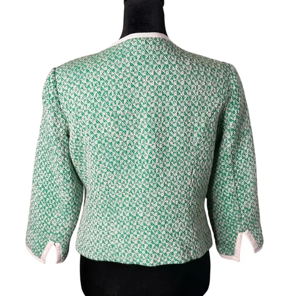 Cabi Woven Knit Full Zip Cardigan‎ Green Sweater Womens 4 Office Career Preppy - Image 3