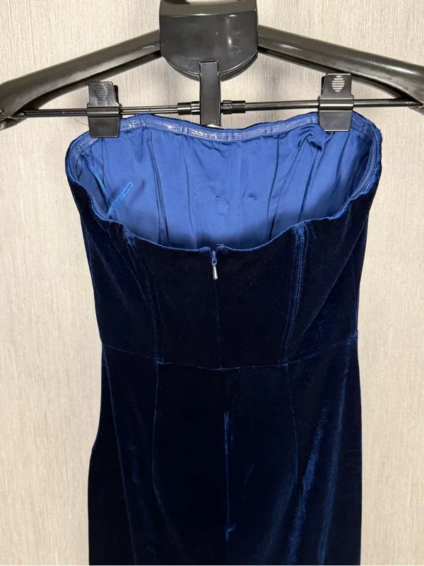 Bardot Navy Velvet Strapless Column Dress Size XS - Image 11